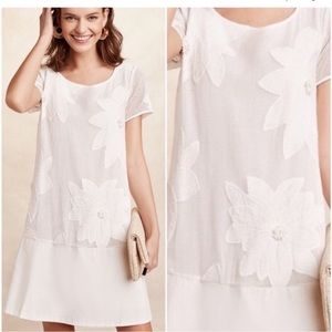 Anthropologie Maeve Orchard Beach Ivory White Floral Dress